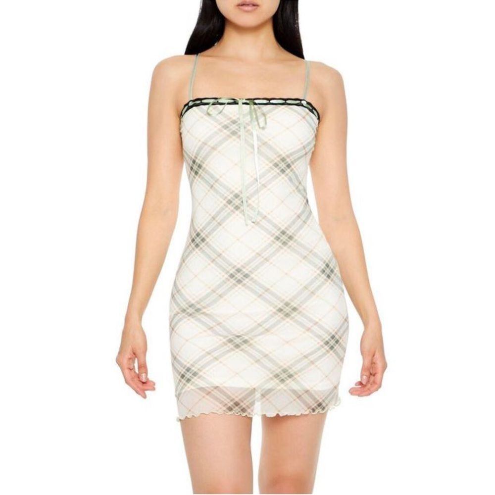 Forever 21 Plaid Ribbon Cami Mini Dress - Size XS